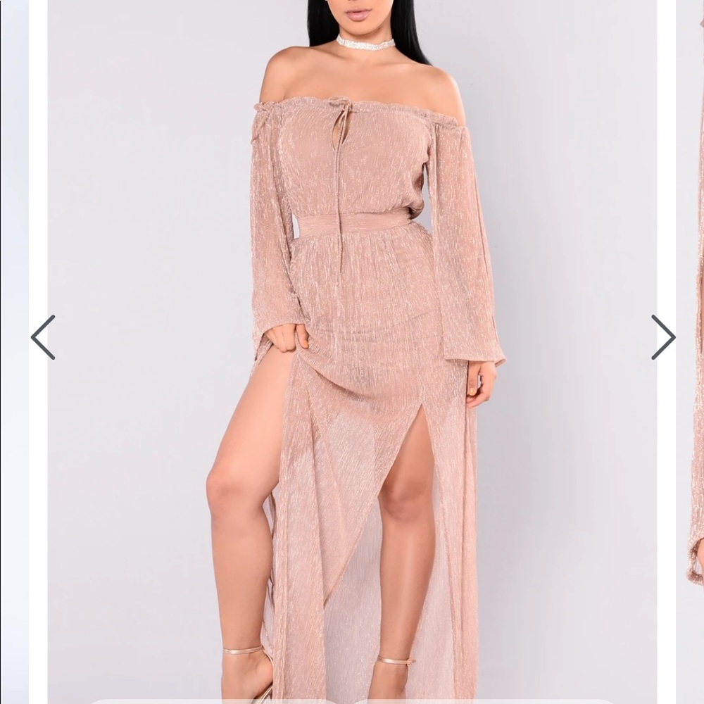 Rose Gold Off Shoulder Maxi Dress